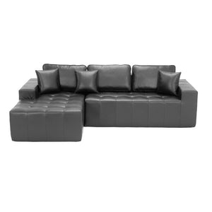 English Elm Faux Leather L-Shaped Sectional Sofa Bed with Corner Chaise for Living Room Black - B W5532S00050
