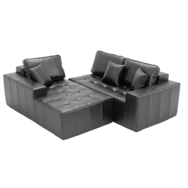English Elm Faux Leather L-Shaped Sectional Sofa Bed with Corner Chaise for Living Room Black - B W5532S00050