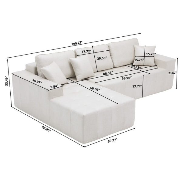 English Elm Faux Leather L-Shaped Sectional Sofa Bed with Corner Chaise for Living Room Black - B W5532S00050