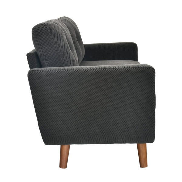 English Elm 65-inch Two-seat Loveseat with Tufted Nubby Fabric and Tapered Solid Wood Legs Dark Grey W5568P478796