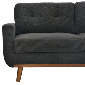English Elm 65-inch Two-seat Loveseat with Tufted Nubby Fabric and Tapered Solid Wood Legs Dark Grey W5568P478796