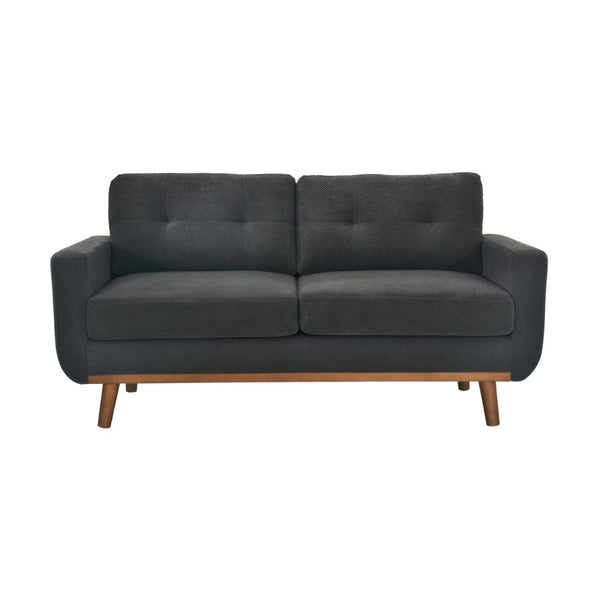 English Elm 65-inch Two-seat Loveseat with Tufted Nubby Fabric and Tapered Solid Wood Legs Dark Grey W5568P478796
