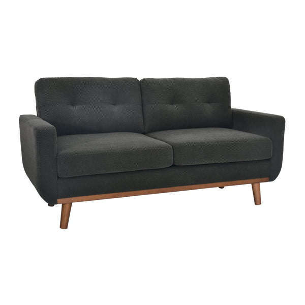 English Elm 65-inch Two-seat Loveseat with Tufted Nubby Fabric and Tapered Solid Wood Legs Dark Grey W5568P478796