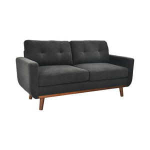 English Elm 65-inch Two-seat Loveseat with Tufted Nubby Fabric and Tapered Solid Wood Legs Dark Grey W5568P478796
