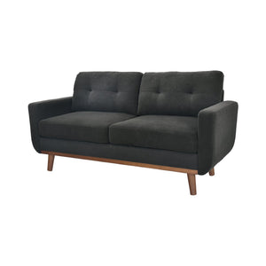 English Elm 65-inch Two-seat Loveseat with Tufted Nubby Fabric and Tapered Solid Wood Legs Dark Grey W5568P478796