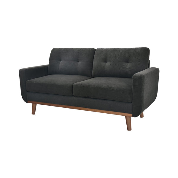 English Elm 65-inch Two-seat Loveseat with Tufted Nubby Fabric and Tapered Solid Wood Legs Dark Grey W5568P478796