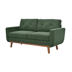 English Elm 65-inch Two-seat Loveseat with Tufted Nubby Fabric and Tapered Solid Wood Legs Dark Green W5568P478799