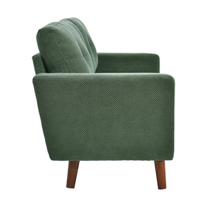 English Elm 65-inch Two-seat Loveseat with Tufted Nubby Fabric and Tapered Solid Wood Legs Dark Green W5568P478799