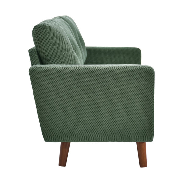 English Elm 65-inch Two-seat Loveseat with Tufted Nubby Fabric and Tapered Solid Wood Legs Dark Green W5568P478799