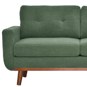 English Elm 65-inch Two-seat Loveseat with Tufted Nubby Fabric and Tapered Solid Wood Legs Dark Green W5568P478799