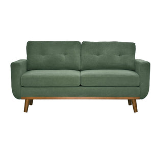 English Elm 65-inch Two-seat Loveseat with Tufted Nubby Fabric and Tapered Solid Wood Legs Dark Green W5568P478799