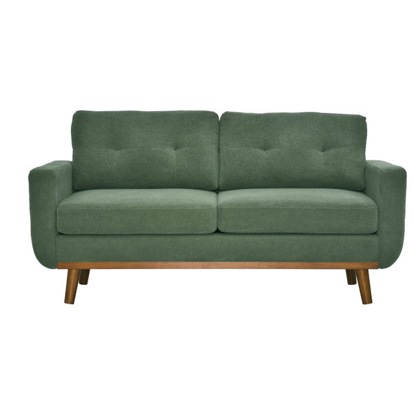 English Elm 65-inch Two-seat Loveseat with Tufted Nubby Fabric and Tapered Solid Wood Legs Dark Green W5568P478799