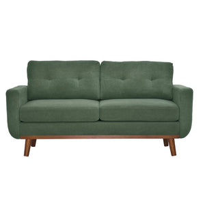 English Elm 65-inch Two-seat Loveseat with Tufted Nubby Fabric and Tapered Solid Wood Legs Dark Green W5568P478799