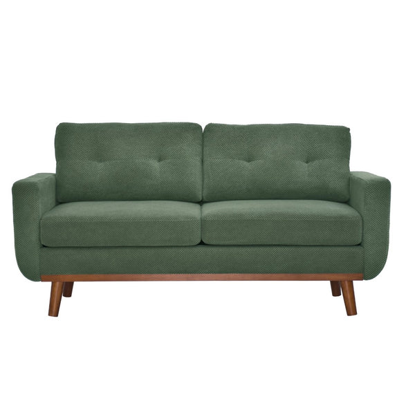 English Elm 65-inch Two-seat Loveseat with Tufted Nubby Fabric and Tapered Solid Wood Legs Dark Green W5568P478799