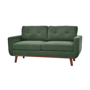 English Elm 65-inch Two-seat Loveseat with Tufted Nubby Fabric and Tapered Solid Wood Legs Dark Green W5568P478799