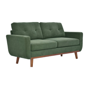 English Elm 65-inch Two-seat Loveseat with Tufted Nubby Fabric and Tapered Solid Wood Legs Dark Green W5568P478799