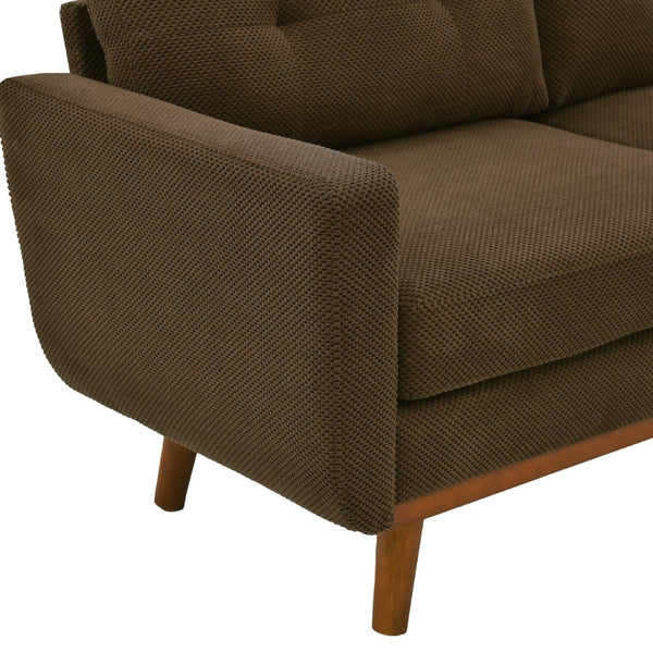 English Elm 65-inch Two-seat Loveseat with Tufted Nubby Fabric and Tapered Solid Wood Legs Coffee W5568P478801