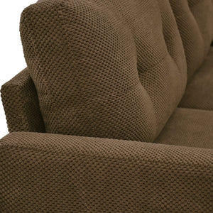 English Elm 65-inch Two-seat Loveseat with Tufted Nubby Fabric and Tapered Solid Wood Legs Coffee W5568P478801