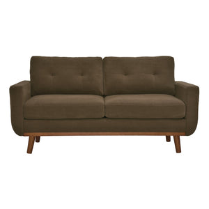English Elm 65-inch Two-seat Loveseat with Tufted Nubby Fabric and Tapered Solid Wood Legs Coffee W5568P478801