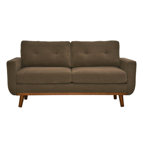 English Elm 65-inch Two-seat Loveseat with Tufted Nubby Fabric and Tapered Solid Wood Legs Coffee W5568P478801