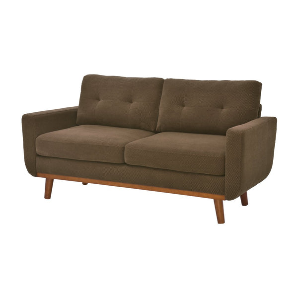 English Elm 65-inch Two-seat Loveseat with Tufted Nubby Fabric and Tapered Solid Wood Legs Coffee W5568P478801