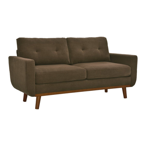 English Elm 65-inch Two-seat Loveseat with Tufted Nubby Fabric and Tapered Solid Wood Legs Coffee W5568P478801