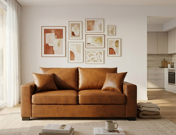 English Elm This Diamond-quilted Two-seat Sofa Offers Foil Fabric Comfort for Modern Compact Living Light Brown W5568P486921