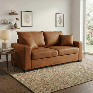 English Elm This Diamond-quilted Two-seat Sofa Offers Foil Fabric Comfort for Modern Compact Living Light Brown W5568P486921