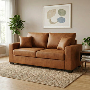 English Elm This Diamond-quilted Two-seat Sofa Offers Foil Fabric Comfort for Modern Compact Living Light Brown W5568P486921