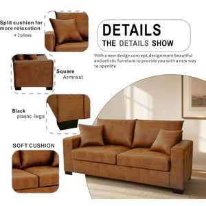 English Elm This Diamond-quilted Two-seat Sofa Offers Foil Fabric Comfort for Modern Compact Living Light Brown W5568P486921