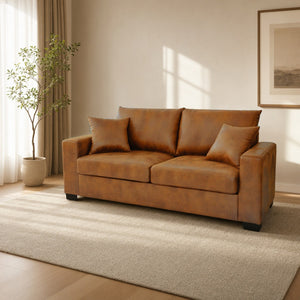 English Elm This Diamond-quilted Two-seat Sofa Offers Foil Fabric Comfort for Modern Compact Living Light Brown W5568P486921