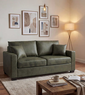English Elm This Diamond-quilted Two-seat Sofa Offers Foil Fabric Comfort for Modern Compact Living Olive Green W5568P486922