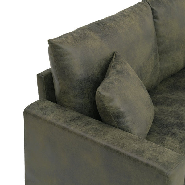 English Elm This Diamond-quilted Two-seat Sofa Offers Foil Fabric Comfort for Modern Compact Living Olive Green W5568P486922
