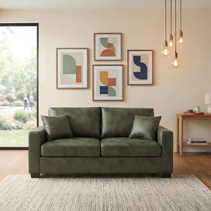 English Elm This Diamond-quilted Two-seat Sofa Offers Foil Fabric Comfort for Modern Compact Living Olive Green W5568P486922