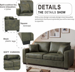 English Elm This Diamond-quilted Two-seat Sofa Offers Foil Fabric Comfort for Modern Compact Living Olive Green W5568P486922