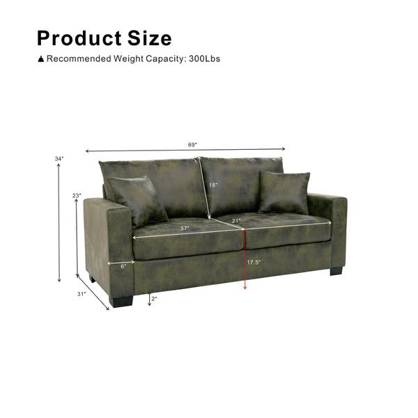 English Elm This Diamond-quilted Two-seat Sofa Offers Foil Fabric Comfort for Modern Compact Living Olive Green W5568P486922