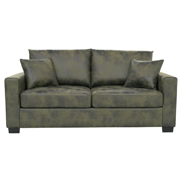 English Elm This Diamond-quilted Two-seat Sofa Offers Foil Fabric Comfort for Modern Compact Living Olive Green W5568P486922