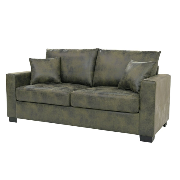 English Elm This Diamond-quilted Two-seat Sofa Offers Foil Fabric Comfort for Modern Compact Living Olive Green W5568P486922