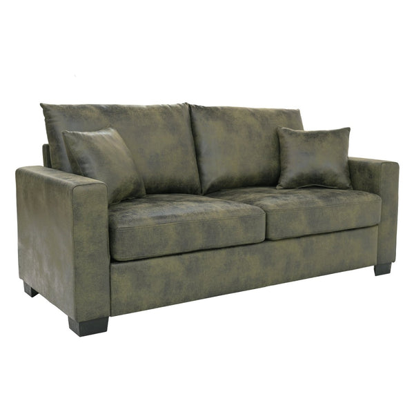 English Elm This Diamond-quilted Two-seat Sofa Offers Foil Fabric Comfort for Modern Compact Living Olive Green W5568P486922