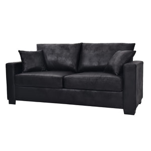 English Elm This Diamond-quilted Two-seat Sofa Offers Foil Fabric Comfort for Modern Compact Living Black W5568P486923