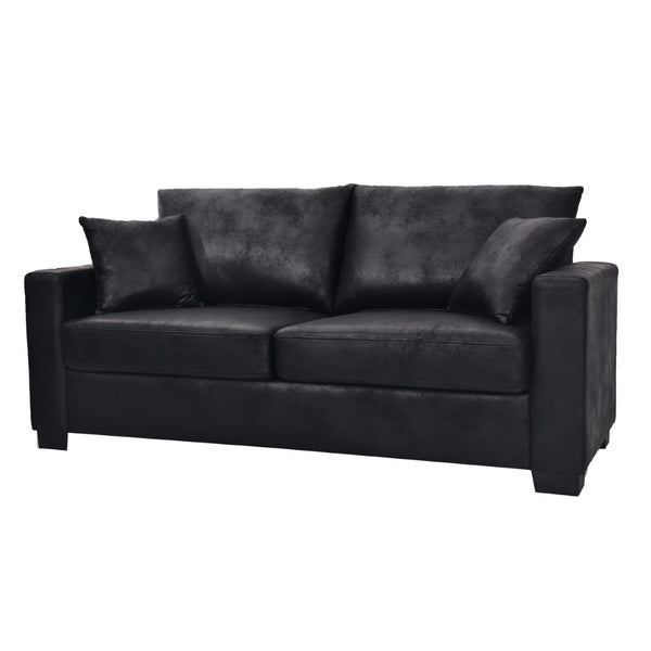 English Elm This Diamond-quilted Two-seat Sofa Offers Foil Fabric Comfort for Modern Compact Living Black W5568P486923