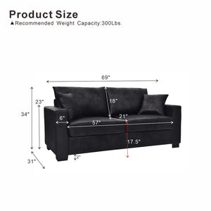 English Elm This Diamond-quilted Two-seat Sofa Offers Foil Fabric Comfort for Modern Compact Living Black W5568P486923