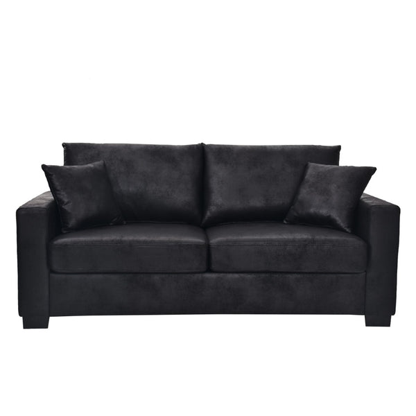 English Elm This Diamond-quilted Two-seat Sofa Offers Foil Fabric Comfort for Modern Compact Living Black W5568P486923