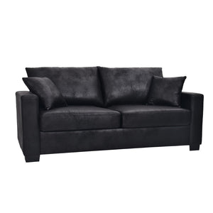 English Elm This Diamond-quilted Two-seat Sofa Offers Foil Fabric Comfort for Modern Compact Living Black W5568P486923