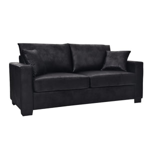 English Elm This Diamond-quilted Two-seat Sofa Offers Foil Fabric Comfort for Modern Compact Living Black W5568P486923
