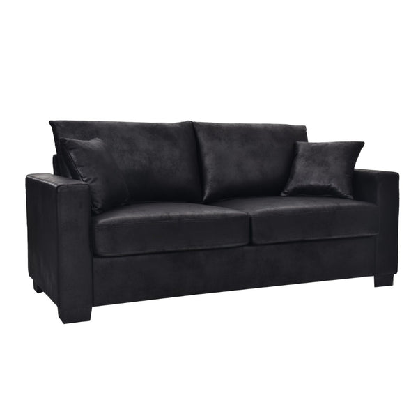 English Elm This Diamond-quilted Two-seat Sofa Offers Foil Fabric Comfort for Modern Compact Living Black W5568P486923