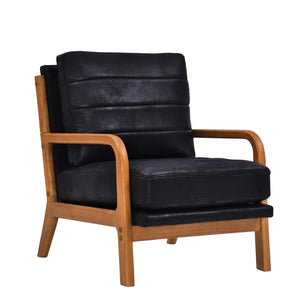 English Elm Foil Fabric Accent Chair Solid Wood Frame Memory Foam Seat Minimalist Bedroom Lounge Black W5568P506741