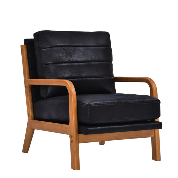 English Elm Foil Fabric Accent Chair Solid Wood Frame Memory Foam Seat Minimalist Bedroom Lounge Black W5568P506741