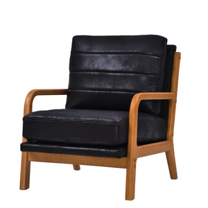 English Elm Foil Fabric Accent Chair Solid Wood Frame Memory Foam Seat Minimalist Bedroom Lounge Black W5568P506741