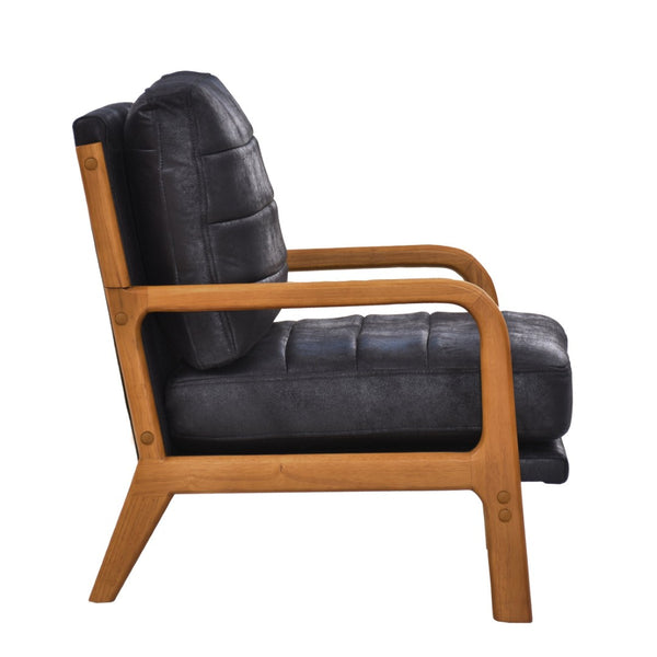 English Elm Foil Fabric Accent Chair Solid Wood Frame Memory Foam Seat Minimalist Bedroom Lounge Black W5568P506741